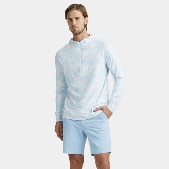 G/FORE Exploded Icon Camo Luxe Quarter Zip Mid Layer - Daybreak Blue - Size XXL